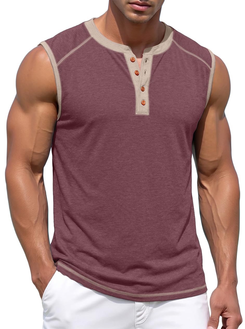 Sailwind Men's Casual Tank Top Henley Sleeveless Shirt Summer Athletic Gym Muscle Tee