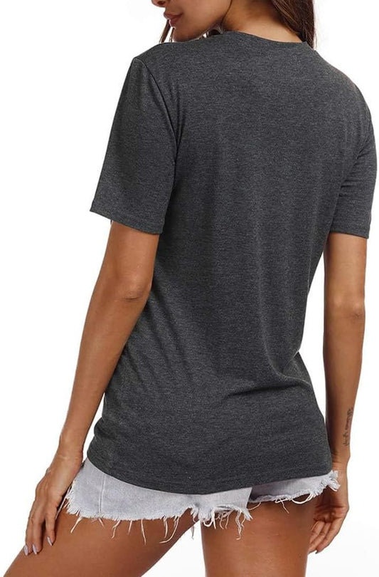 YEXIPO Womens Graphic Tees Short Sleeve Summer Tops Funny Letter Print Crew Neck Casual Loose Cute T Shirts