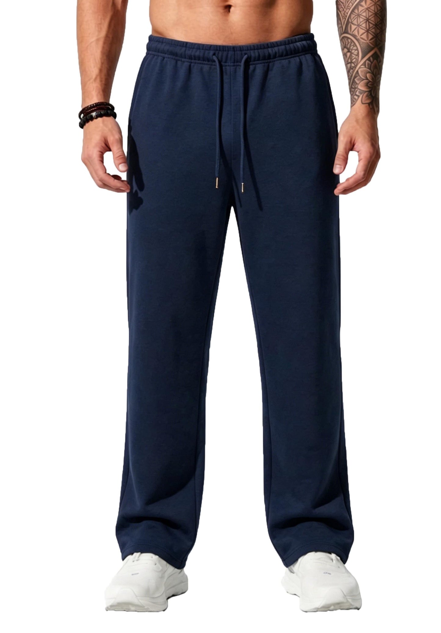 Sailwind Men's Casual Baggy Sweatpants Straight Leg Cotton Sweat Pants Open Bottom Lounge Joggers with Pockets