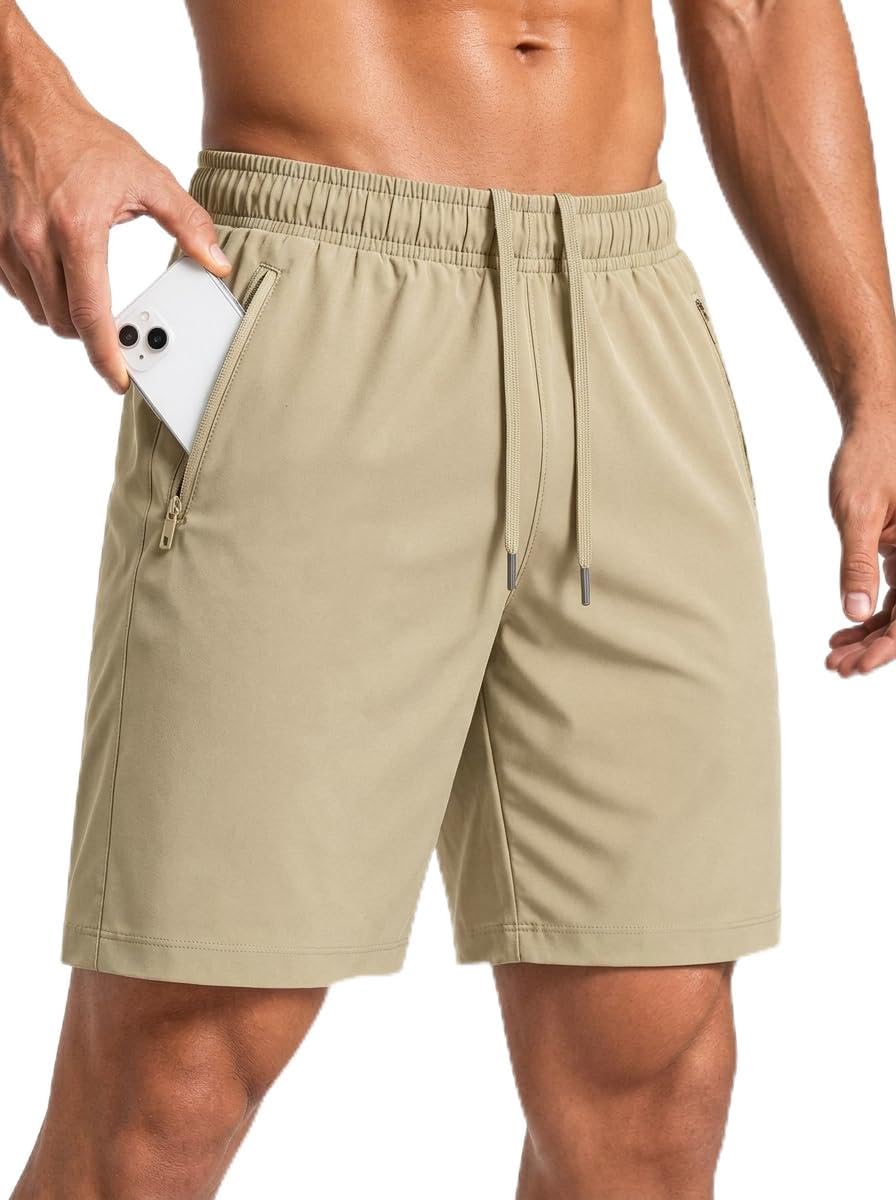 Sailwind Men’s Athletic Running Shorts 7" Quick Dry Lightweight Workout Gym Shorts with Zipper Pockets for Basketball Hiking