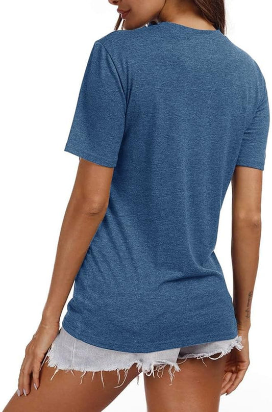 YEXIPO Womens Graphic Tees Short Sleeve Summer Tops Funny Letter Print Crew Neck Casual Loose Cute T Shirts