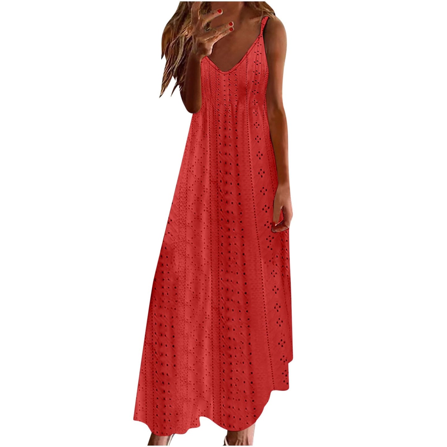 Ceboyel Women Floral Spaghetti Strap Sundress Casual Summer Long Maxi Dress Vneck Sexy Boho Dresses Trendy Beach Clothes