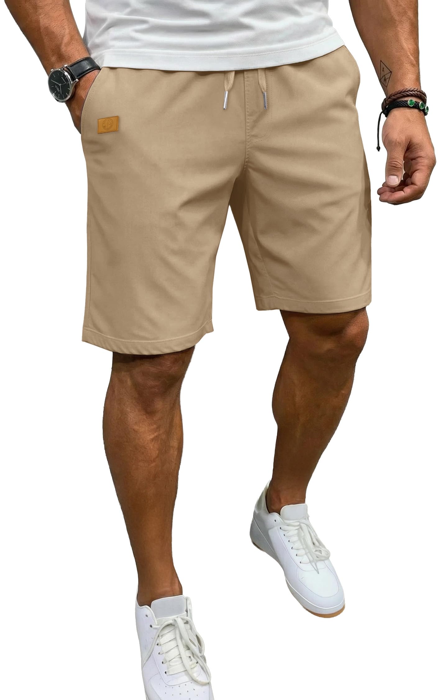 Sailwind Men's Casual 7" Shorts Elastic Waist Drawstring Summer Twill Golf Short