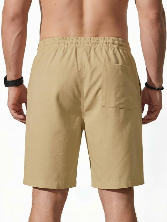 Sailwind Men’s Cotton Linen Shorts Casual Elastic Waist Drawstring Summer Beach Vacation Shorts with Pockets