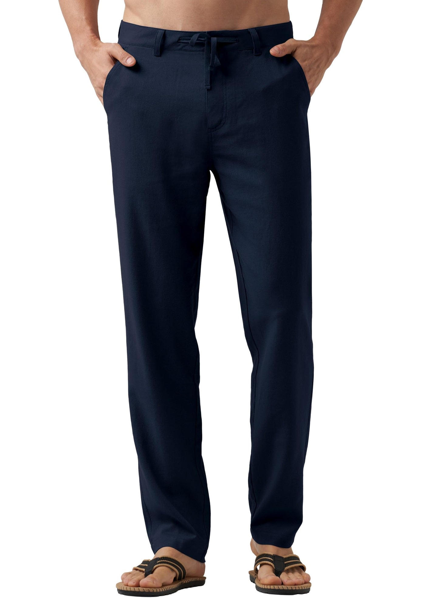 Willit Men's Linen Pants Casual Linen Dress Pants Drawstring Beach Summer Lightweight Trousers 29" 30" 32"