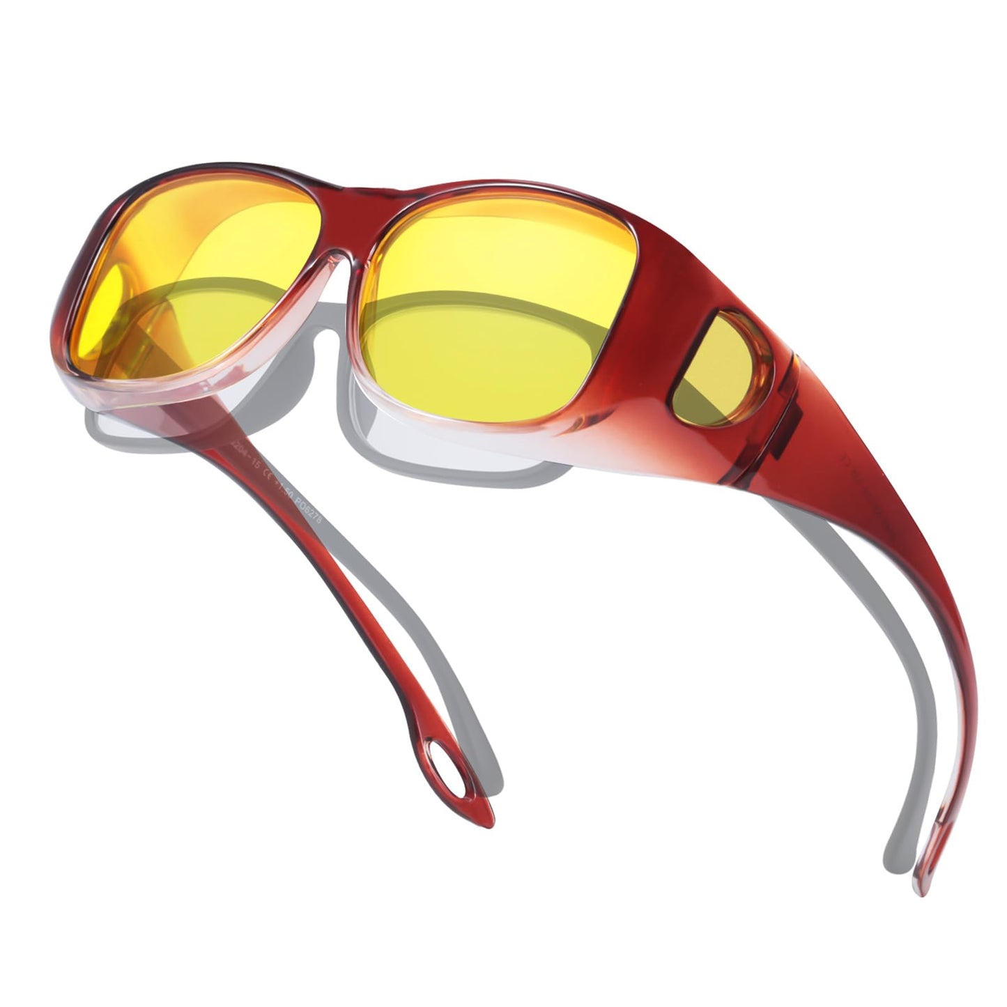 TJUTR Night Vision Driving Glasses Fit Over Eyeglasses for Men Women, Anti-Glare Polarized UV400 Protection Yellow Lens 2612R
