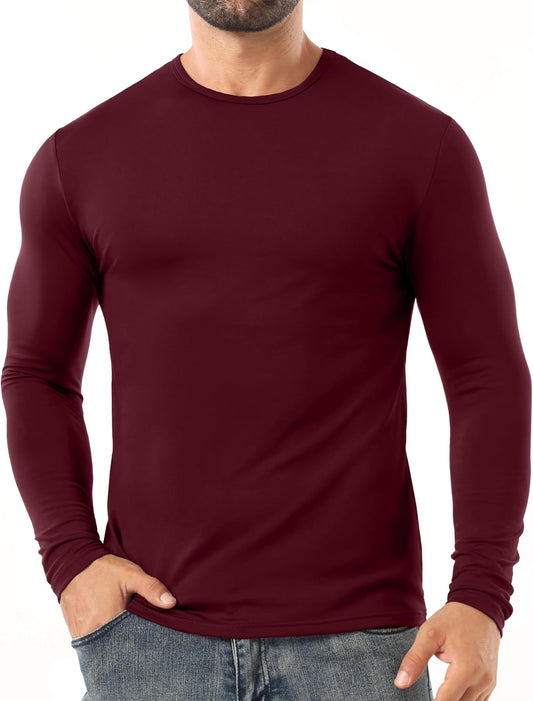 Sailwind Men Base Layer Moisture Wicking Shirts Long Sleeve Thermal Underwear Dark Red