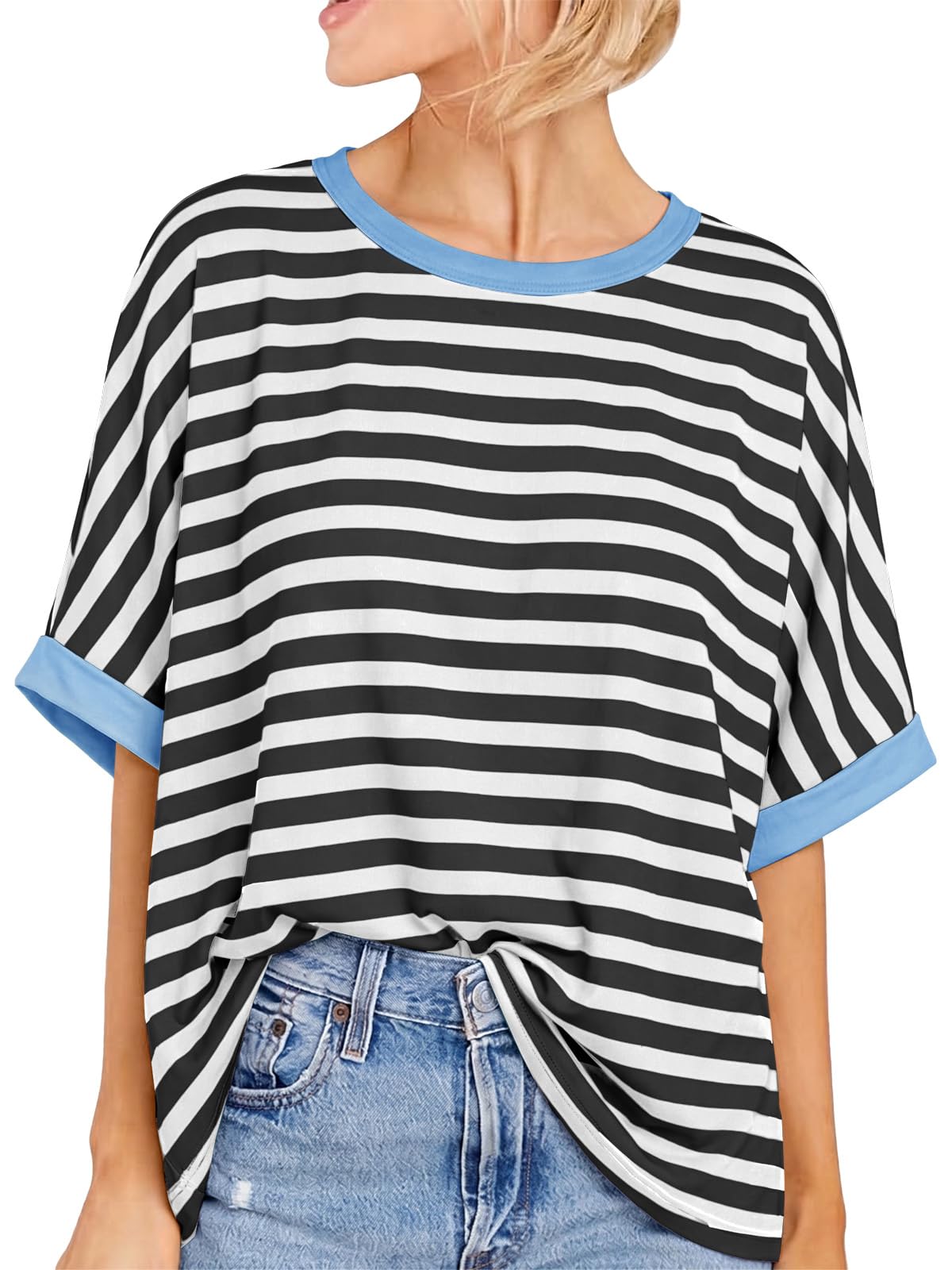 Women Oversized T-Shirt Summer Casual Short Sleeve Loose Tee Tops