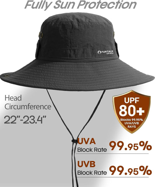 FURTALK Sun Hats for Men Fishing Hat UPF 80+ Foldable Wide Brim Outdoor Hiking Beach Summer Hats