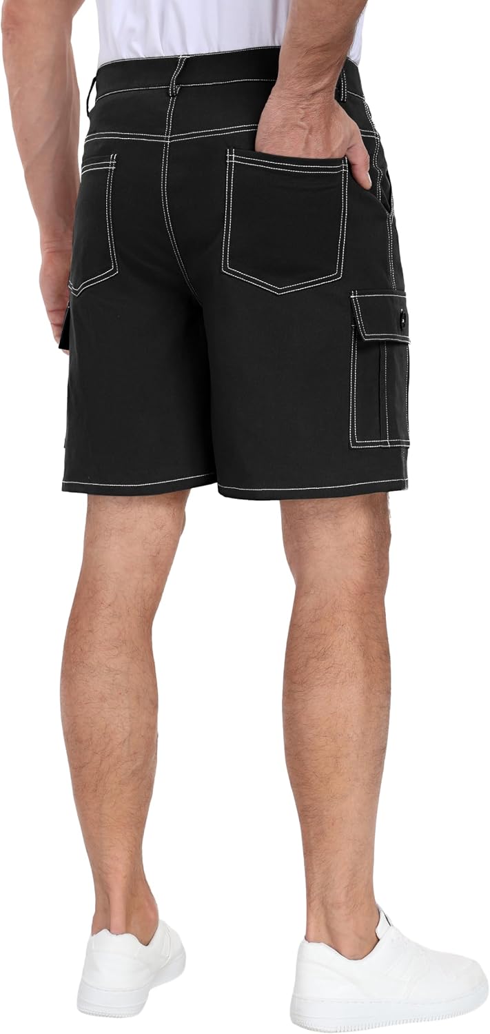 Sailwind Men Cargo Cotton Shorts Casual Summer Contrast Topstitching Cargo
