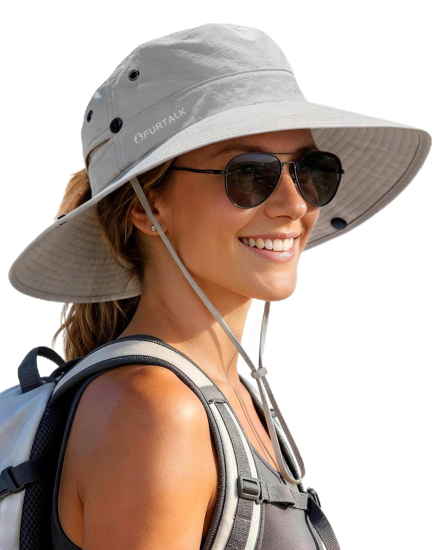 FURTALK Sun Hats for Women with Ponytail Hole Wide Brim Beach Bucket Hat UPF 50+ Fishing Hiking Outdoor Hats