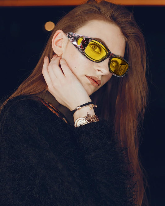 TJUTR Night Vision Driving Glasses for Women Men, Fit Over Wrap Around Eyewear Glasses, Yellow Lens Anti-glare TN8143