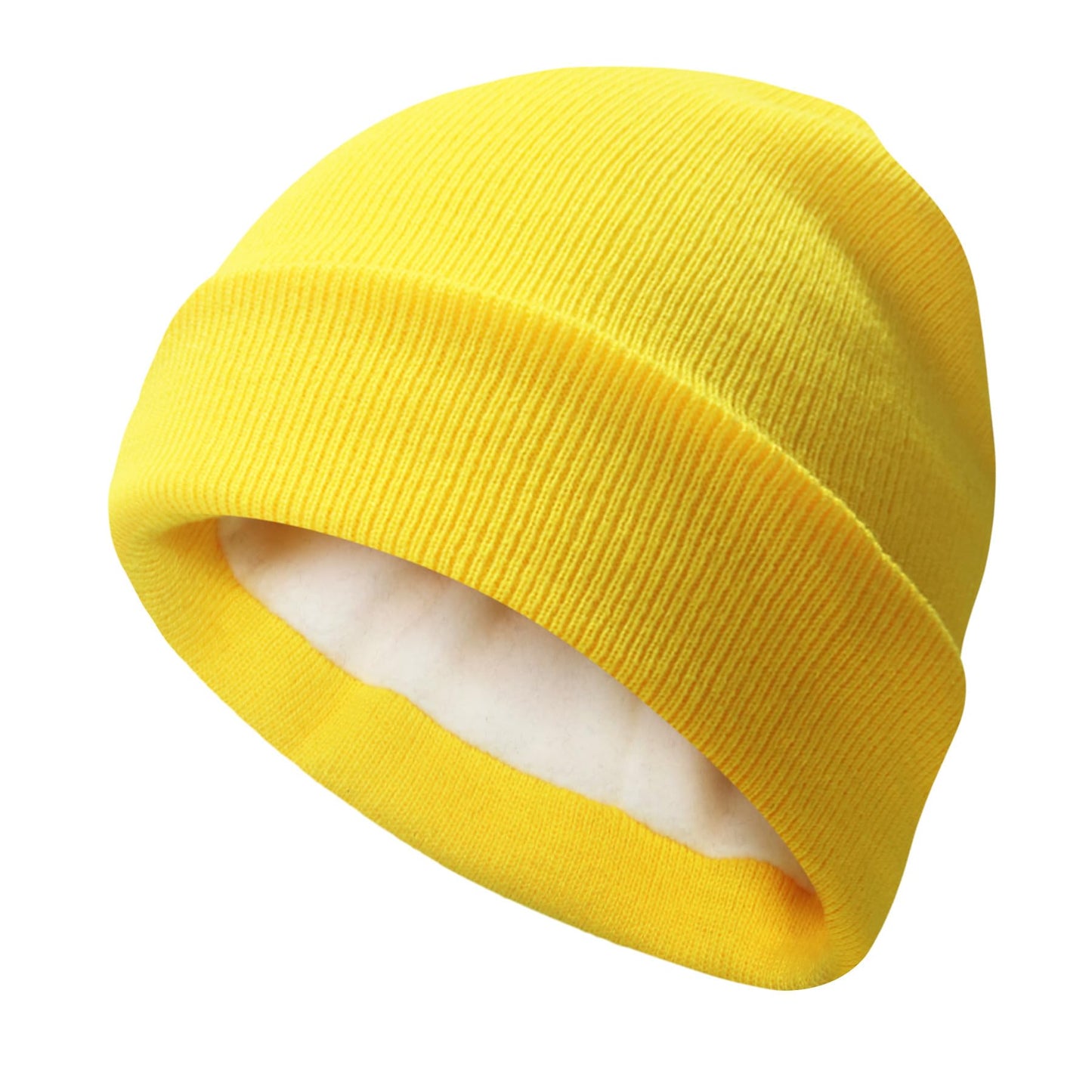 PFFY Beanie for Men Women Unisex Knit Cuffed Plain Winter Thick Lined Beanies Hats