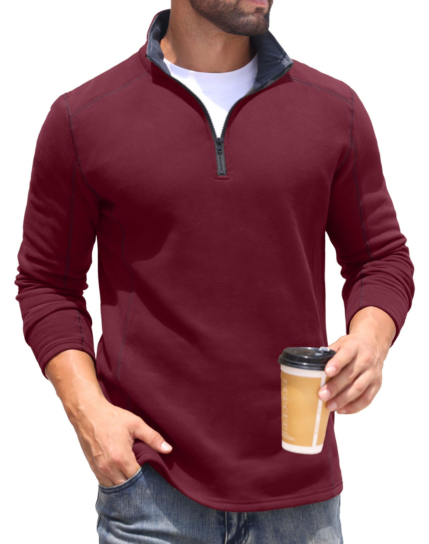 Sailwind Mens Quarter Zip Sweatshirt Fleece Long Sleeve Pullover Casual Mock Neck Polo Sweater