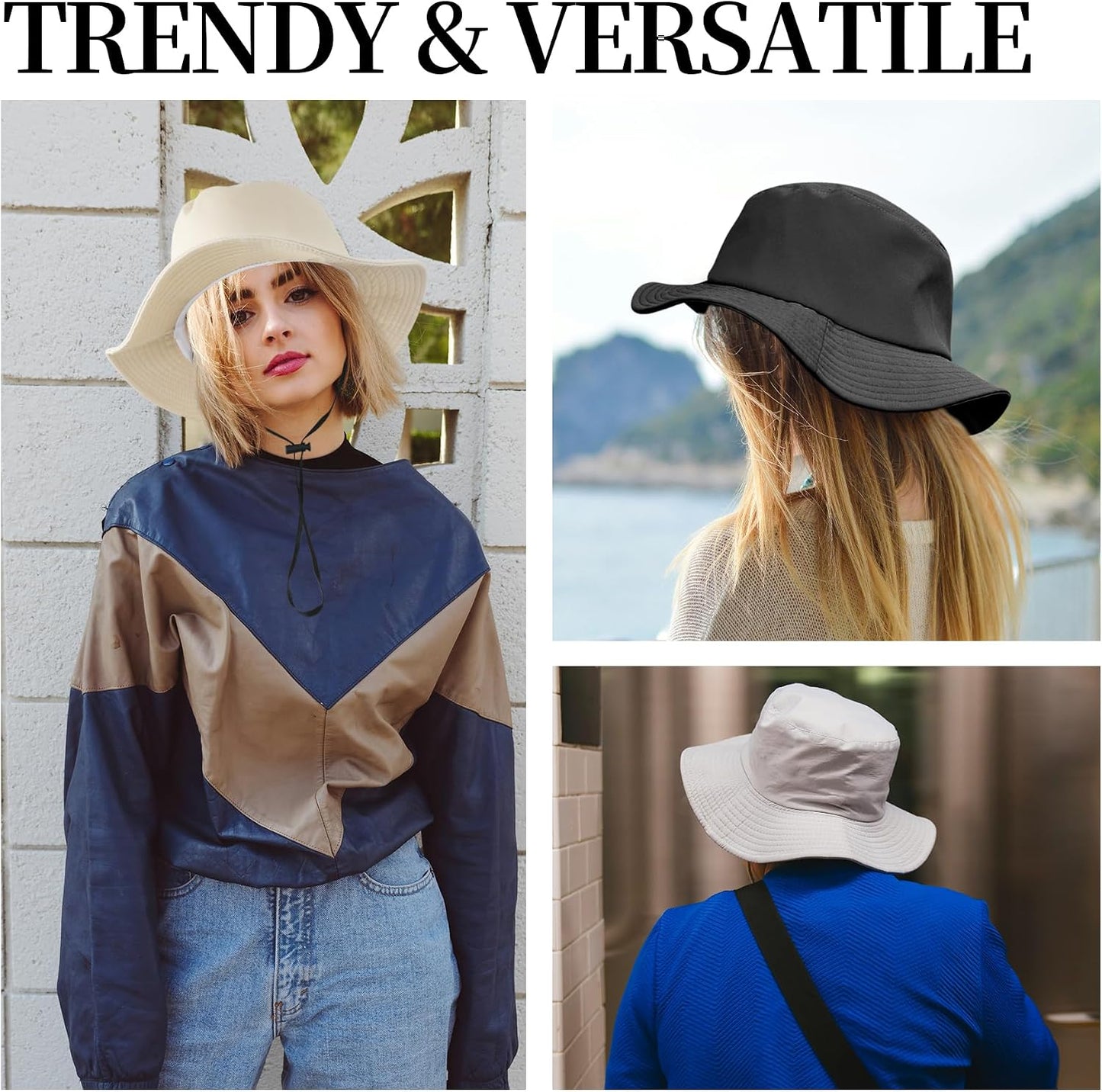 PFFY Bucket Hat for Women Men Lightweight Sun Beach Fishing Cap with Detachable Chin Strap Khaki(with Chin Strap)