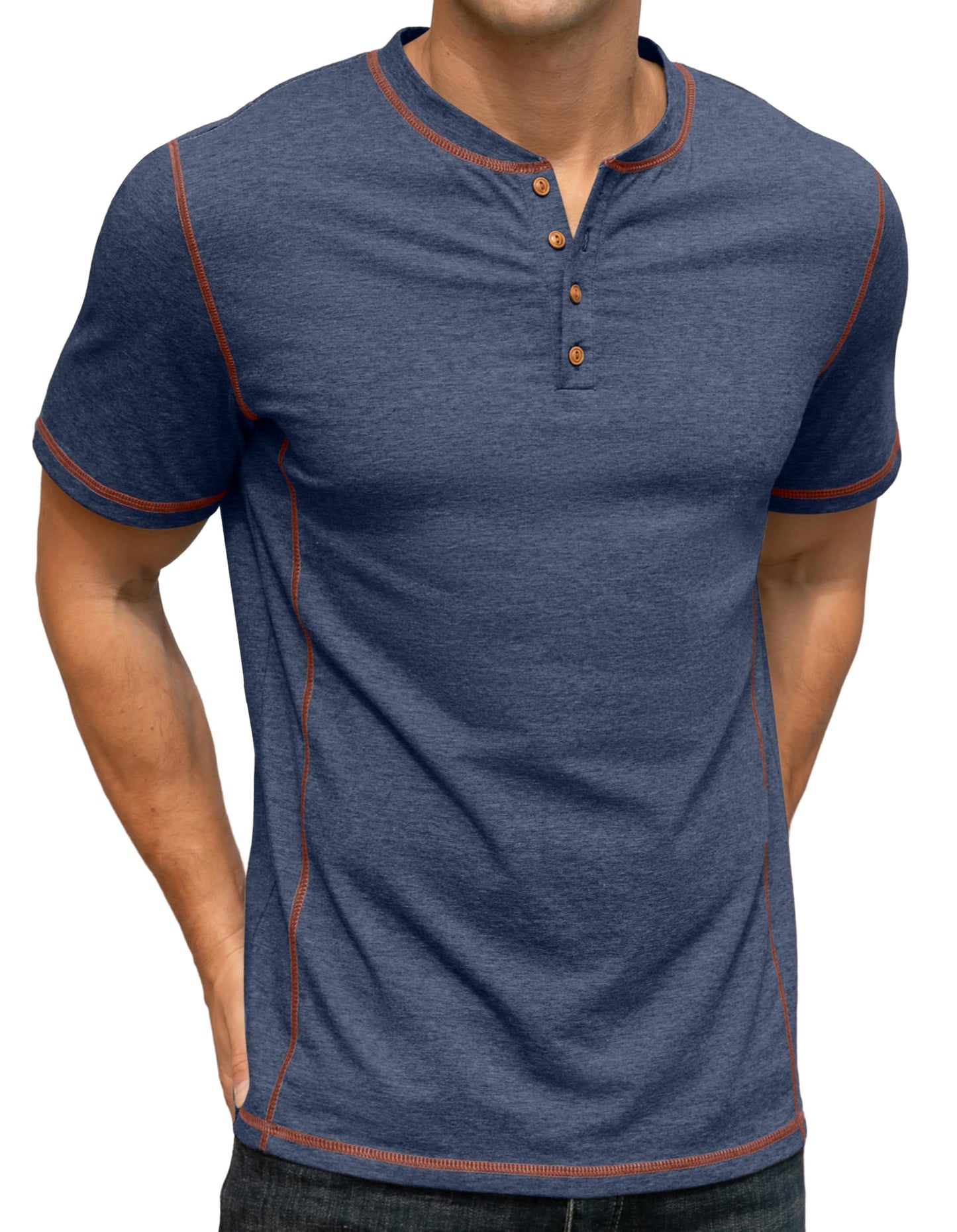 Sailwind Mens Henley Short Sleeve T-Shirt Cotton Maverick Shirt