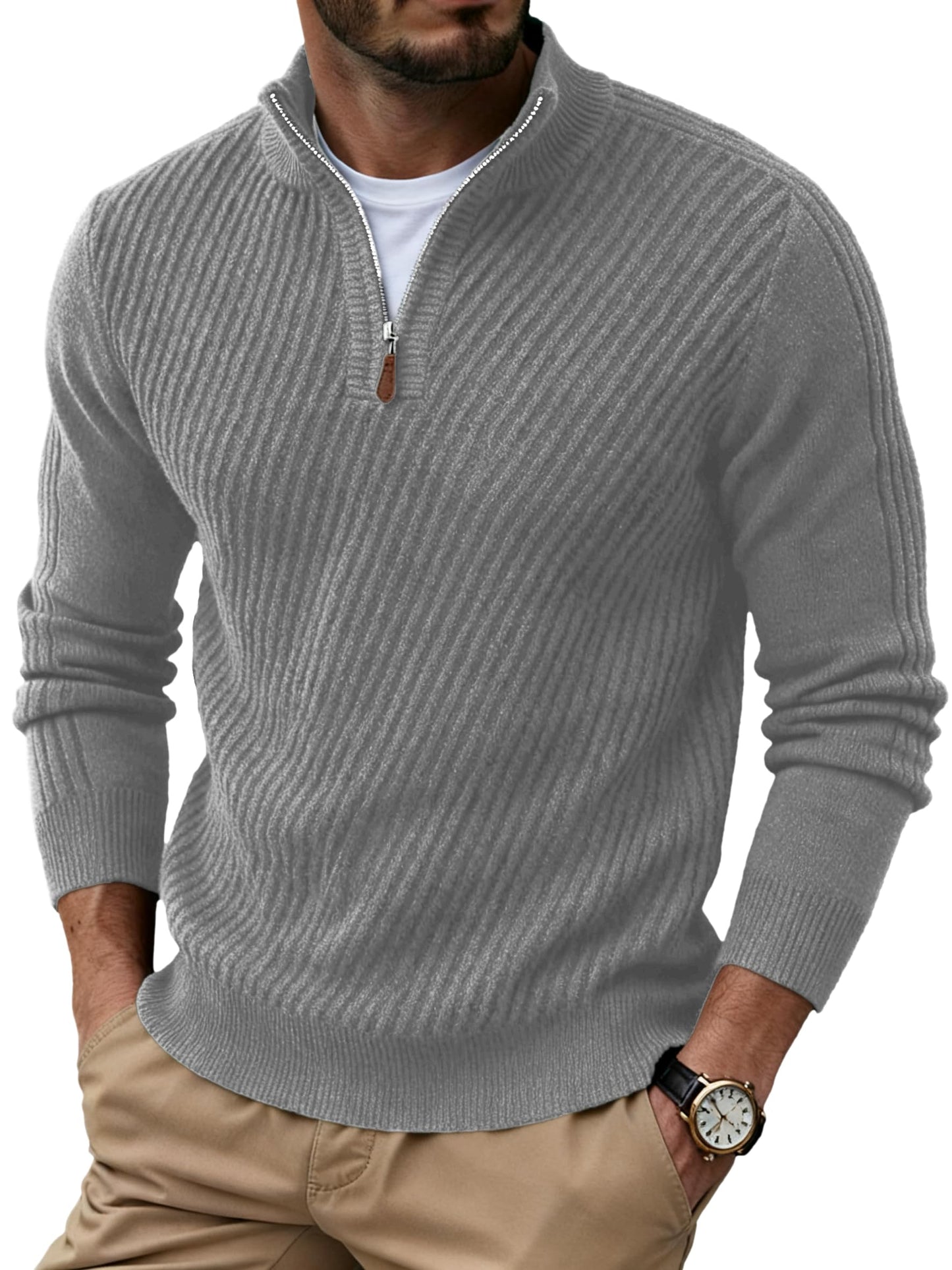 Sailwind Men's Quarter Zip Up Pullover Knit Texture Sweater Casual Long Sleeve Sweaters