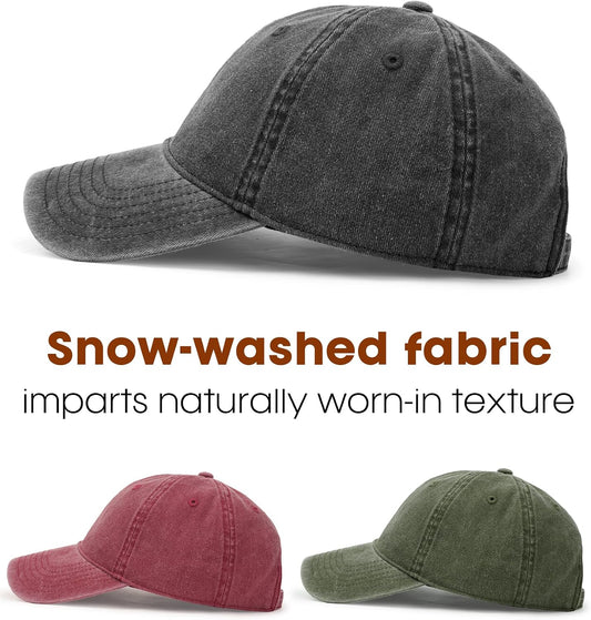 FURTALK 3 Packs Unisex Vintage Washed Cotton Distressed Baseball Cap Low Profile Adjustable Dad Hat