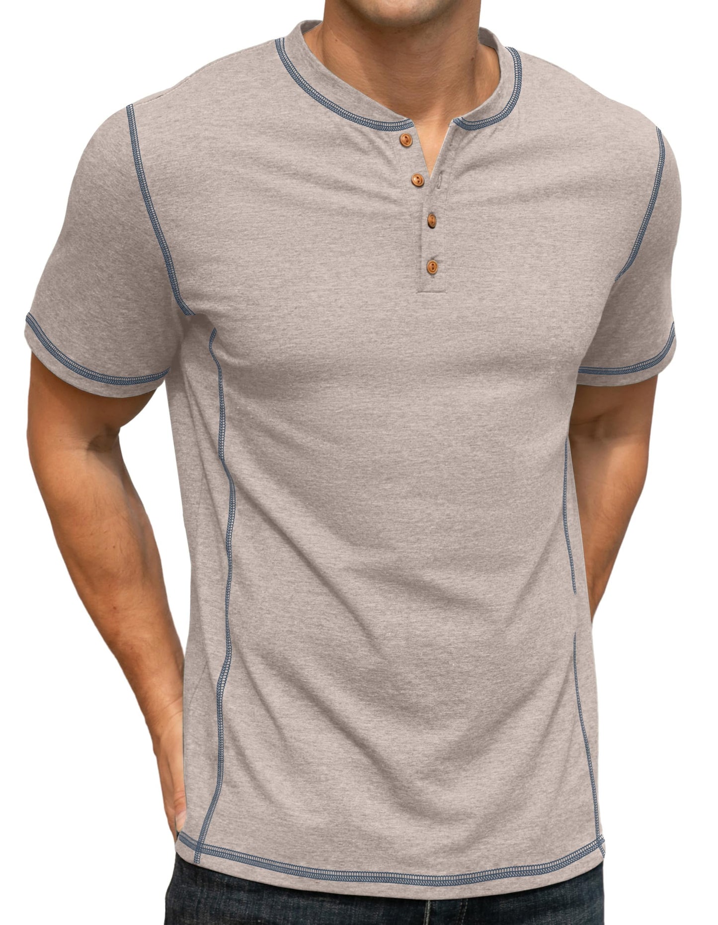 Sailwind Mens Henley Shirts Casual Lightweight Summer T-Shirt Cotton Maverick Short Sleeve
