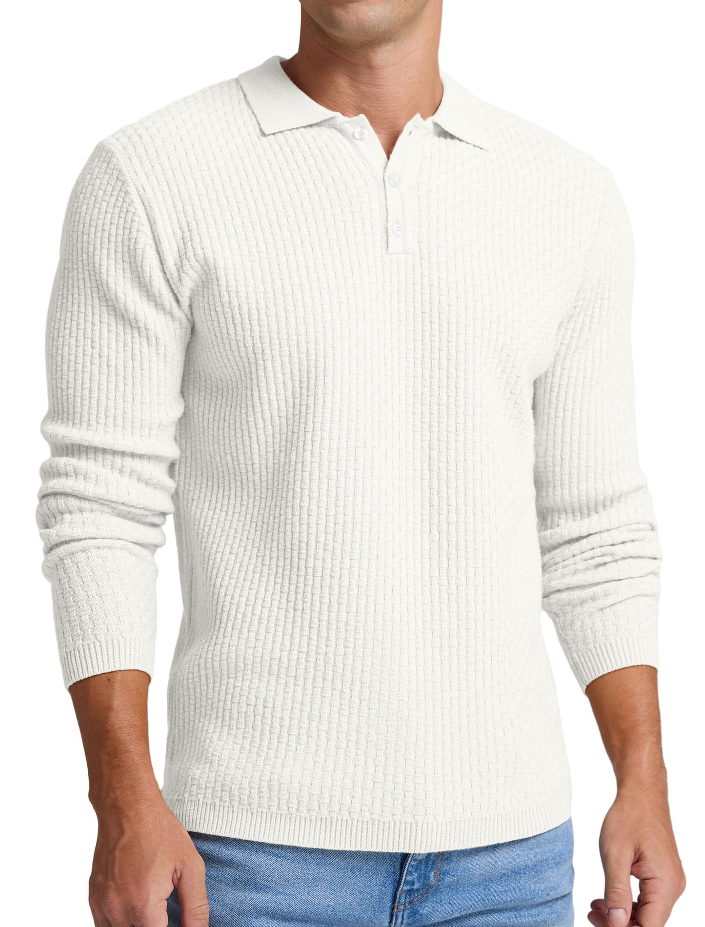 Sailwind Men's Knit Polo Sweater Long Sleeve Polo Shirts Lightweight Fashion Casual Pullover Sweater