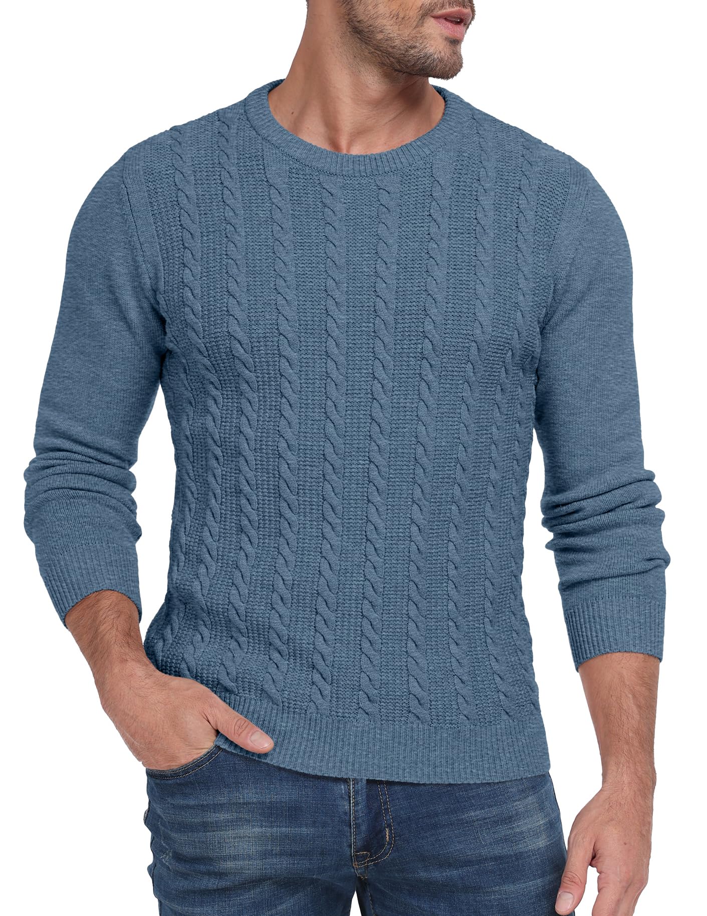 Sailwind Men's Crewneck Pullover Sweater Casual Knitted Twist Sweaters