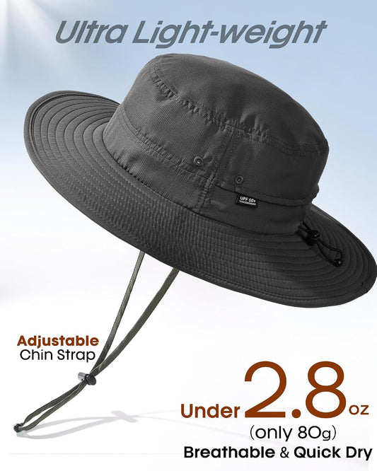 FURTALK Sun Hats for Men Women Packable Wide Brim Summer UV Protective Bucket Hat UPF 50+ Hat for Fishing Hiking