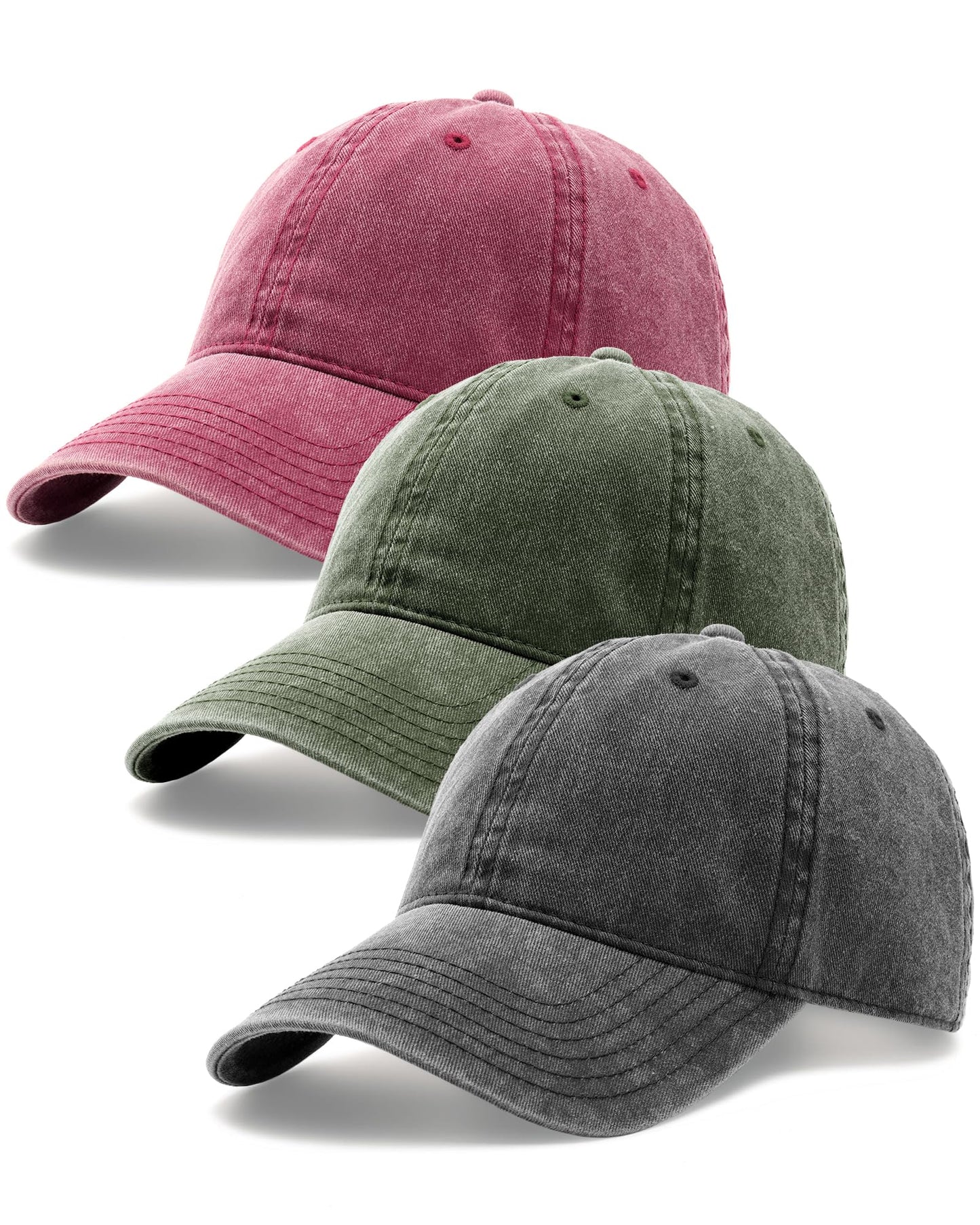 FURTALK 3 Packs Unisex Vintage Washed Cotton Distressed Baseball Cap Low Profile Adjustable Dad Hat
