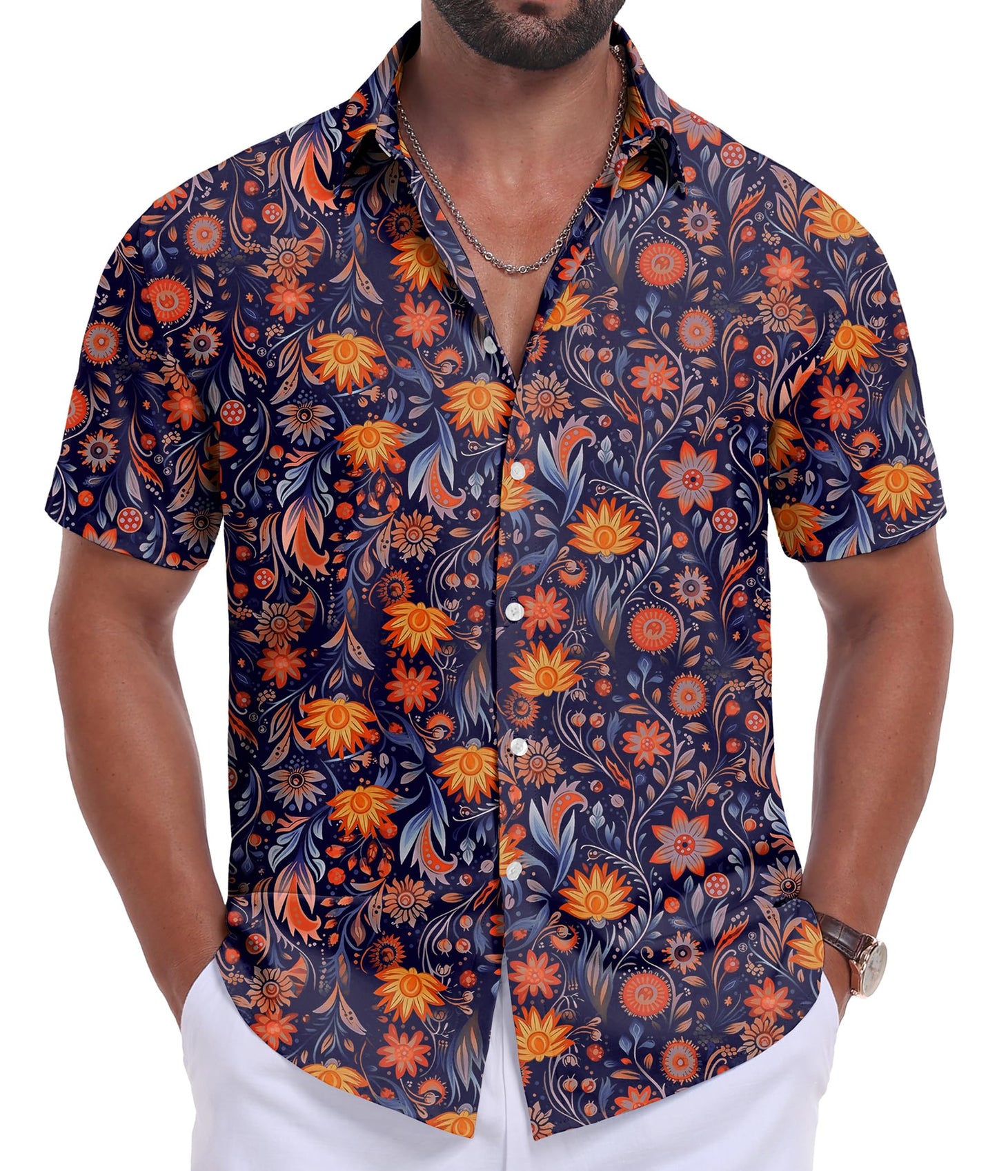 Sailwind Men's Hawaiian Floral Shirts Short Sleeve Button Down Holiday Tropical Beach Shirts