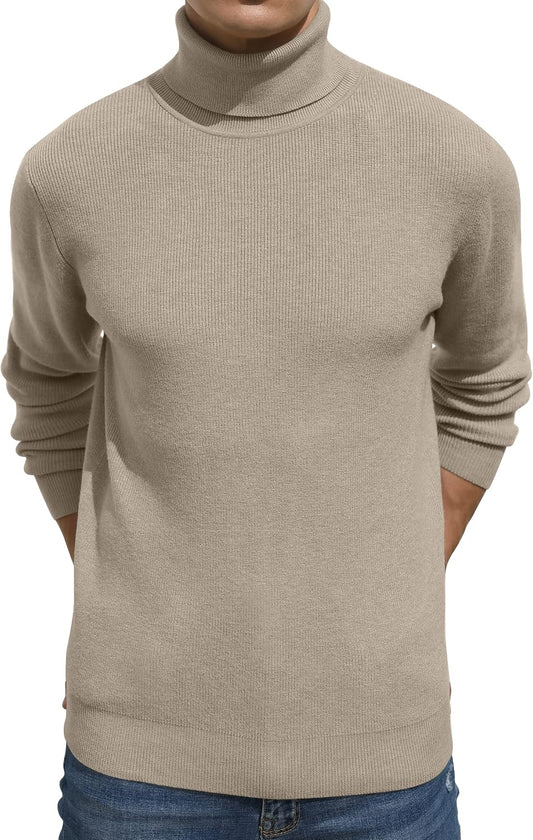 Sailwind Men's Ribbed Knitted Wool Casual Pullover Turtleneck Sweater