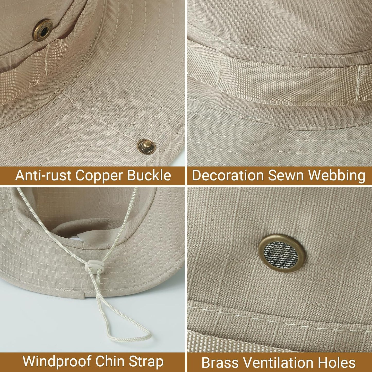 PFFY Sun Boonie Hats for Men UPF 50+ Bucket Hat for Fishing Hiking Safari Hunting