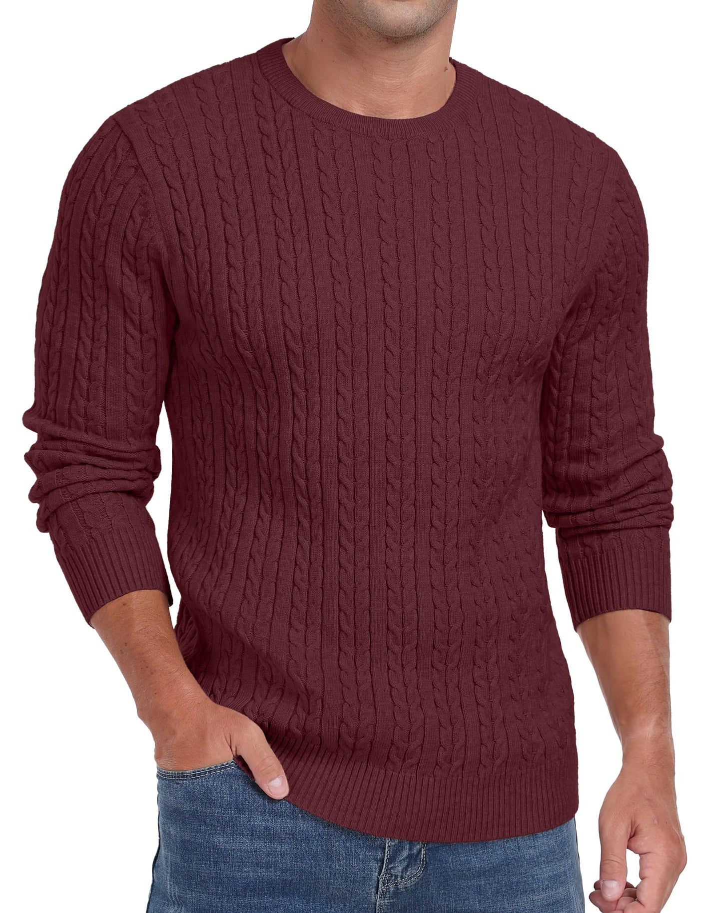 Sailwind Men's Crewneck Pullover Sweater Lightweight Casual Twist Knitted Sweaters