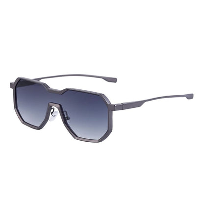 Punk style one piece large frame polygonal trendy sunglasses