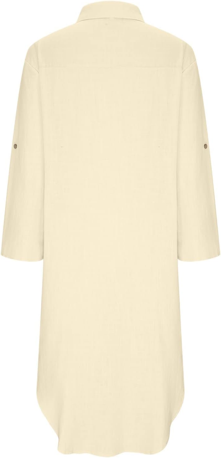 Ceboyel Womens Summer Causal Dresses Long Sleeve Dress Cotton Linen Shirt Dresses Dressy Trendy Ladies Outfits 2023