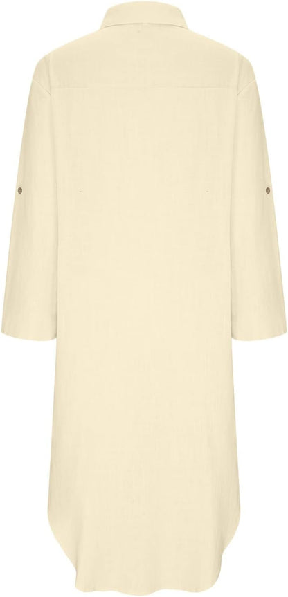 Ceboyel Womens Summer Causal Dresses Long Sleeve Dress Cotton Linen Shirt Dresses Dressy Trendy Ladies Outfits 2023