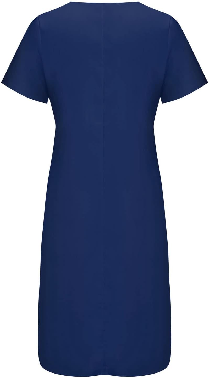 SMIDOW Summer Maxi Dresses for Women 2023 Casual Beach Tshirt Long Dress Printed Short Sleeve v Neck Flowy Sundress