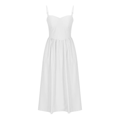 Corset Dress for Women Trendy Spaghetti Strap Bustier Dresses Cute Wrap Dress Swing Flowy Pleated Hem Midi Sundress