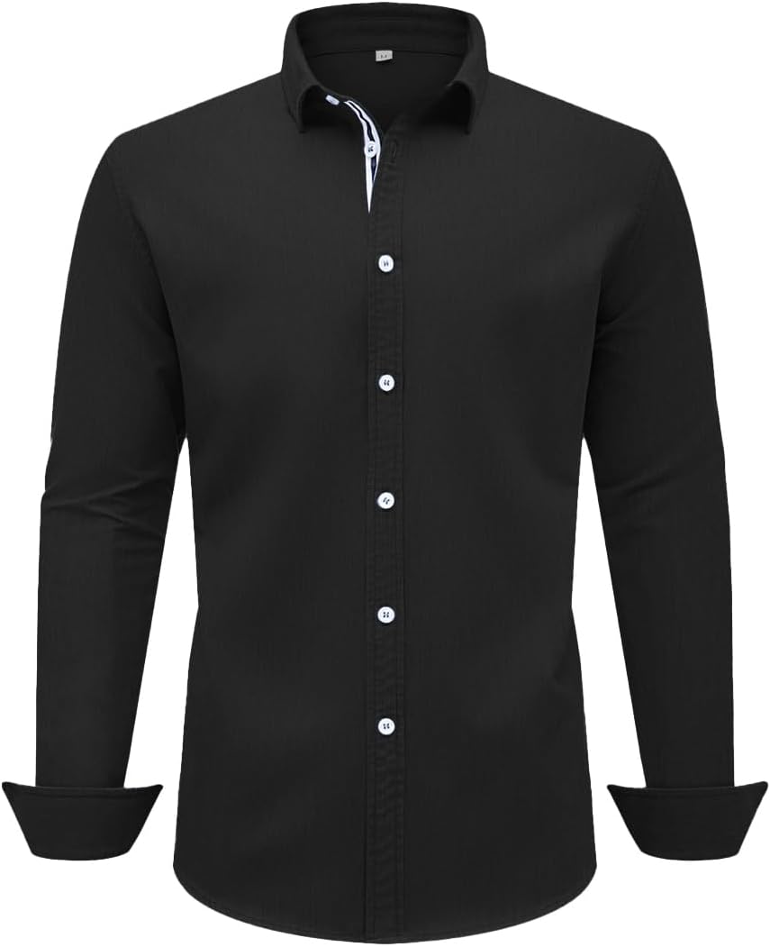 Sailwind Men's Casual Button Down Long Sleeve Shirt Untucked Business Dress Shirts