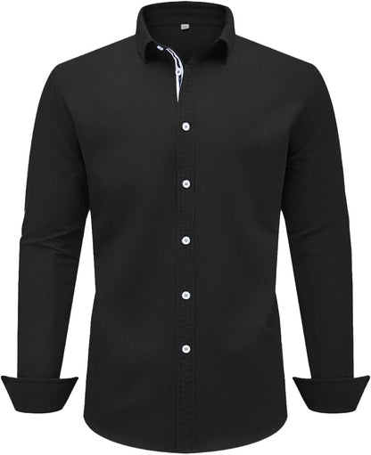 Sailwind Men's Casual Button Down Long Sleeve Shirt Untucked Business Dress Shirts