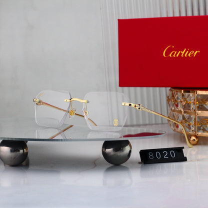 5 Color Luxury Diamond Panther Rimless Sunglasses