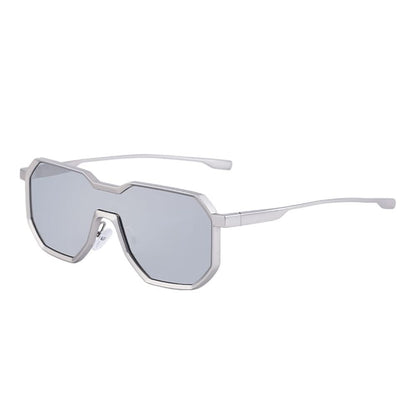 Punk style one piece large frame polygonal trendy sunglasses