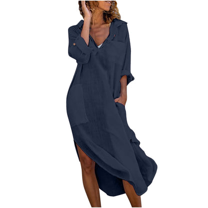 Ceboyel Womens Summer Causal Dresses Long Sleeve Dress Cotton Linen Shirt Dresses Dressy Trendy Ladies Outfits 2023