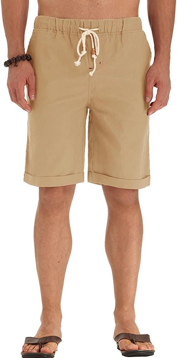 Sailwind Men’s Linen Shorts Casual Drawstring Summer Beach Shorts