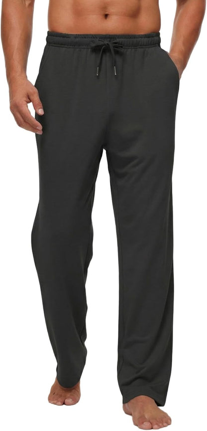 Sailwind Men's Yoga Sweatpants Athletic Casual Pants Cotton Open Bottom Lounge Lightweight Jersey Pants with Pockets