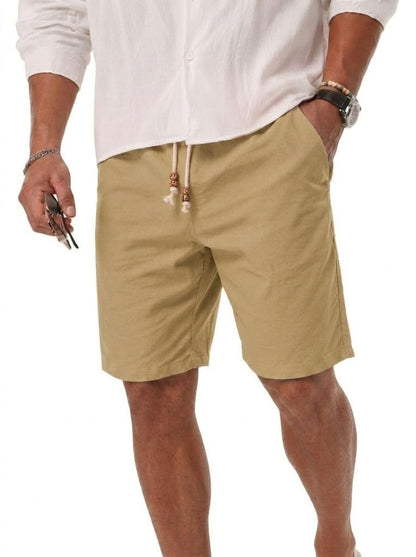 Sailwind Men’s Cotton Linen Shorts Casual Elastic Waist Drawstring Summer Beach Vacation Shorts with Pockets