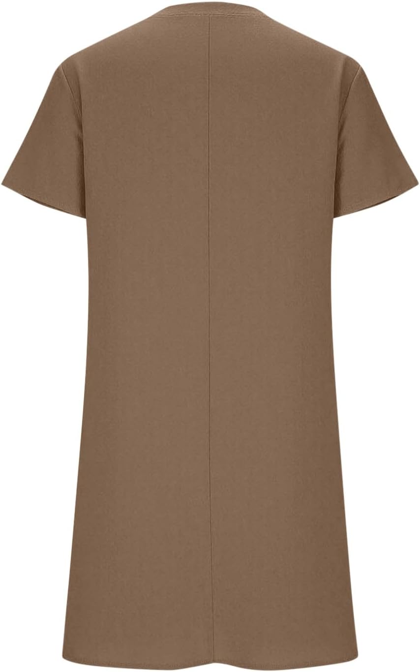 Summer Dresses for Women 2026 Linen Tshirt Dress Casual Beach Vacation Outfits Cotton Boho Short Sleeve Sundresses