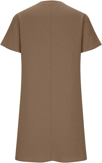 Summer Dresses for Women 2026 Linen Tshirt Dress Casual Beach Vacation Outfits Cotton Boho Short Sleeve Sundresses