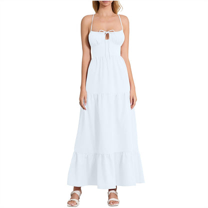 Women's Backless Dress Trendy Tied Front Spaghetti Strap Cutout Maxi Dress Prom Cocktail Evening Party Maxi Dresses