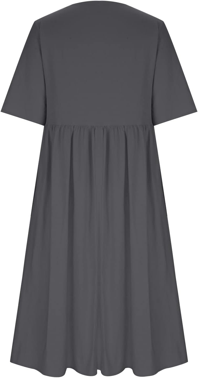 fartey Tshirt Dress for Women 2026 Casual Plus Size Summer Midi Dress Boho Floral Print Loose Flowy Long Dresses with Pockets