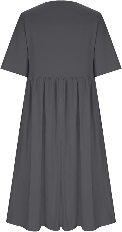 fartey Tshirt Dress for Women 2026 Casual Plus Size Summer Midi Dress Boho Floral Print Loose Flowy Long Dresses with Pockets