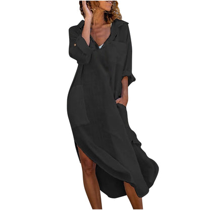 Ceboyel Womens Summer Causal Dresses Long Sleeve Dress Cotton Linen Shirt Dresses Dressy Trendy Ladies Outfits 2023